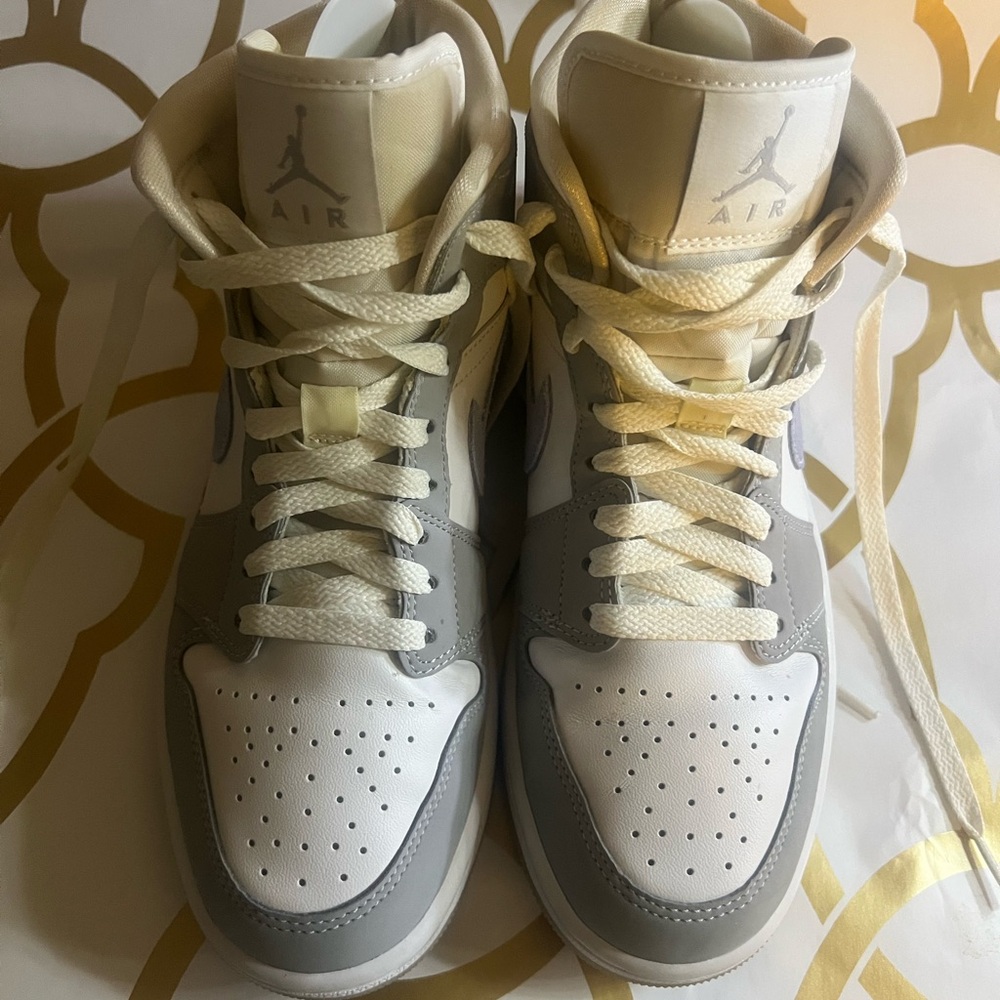 Nike Air Jordan High-Top Sneakers in White, Gray, Cream